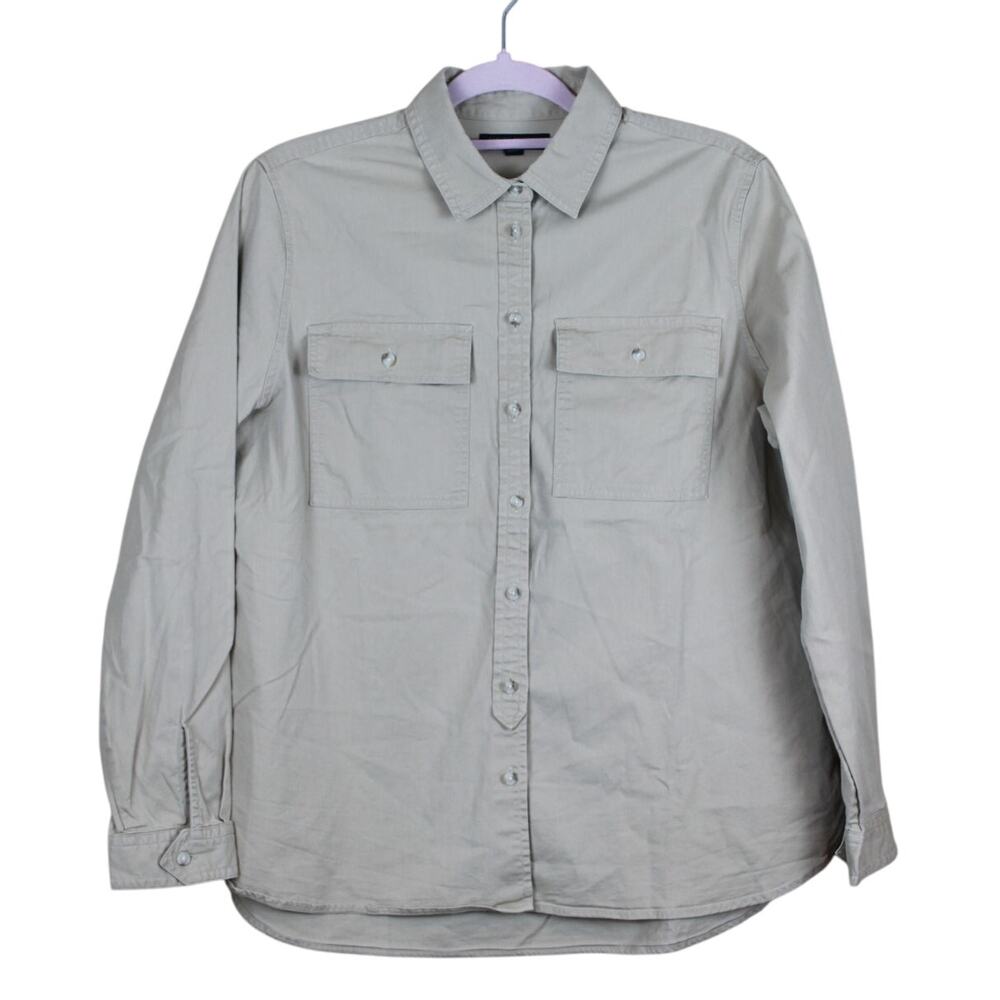 Banana Republic Dillon Shirt Khaki Button Up Pockets Cotton Blend Top Size M